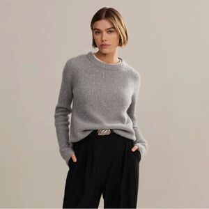Jenni Kayne Cashmere Fisherman Sweater M Heather Grey